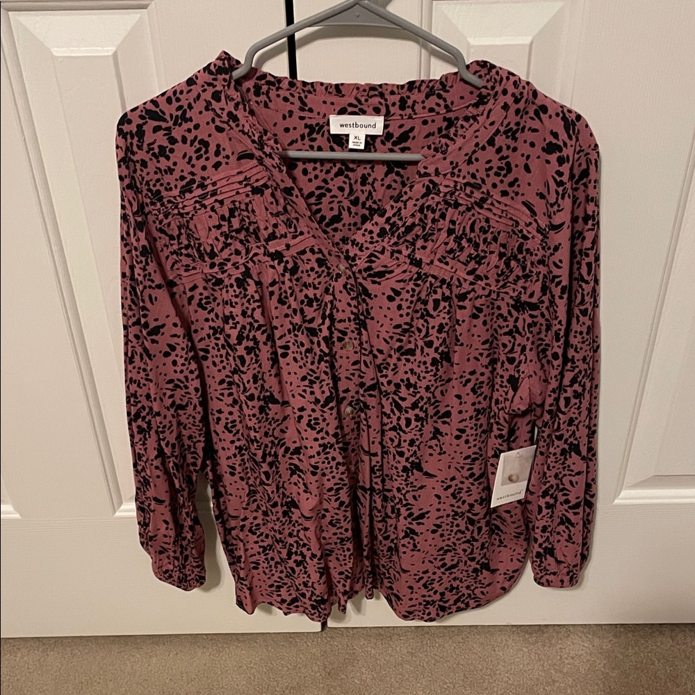 Westbound Women's Pink/Black Blouse Extra Large (New With Tags)